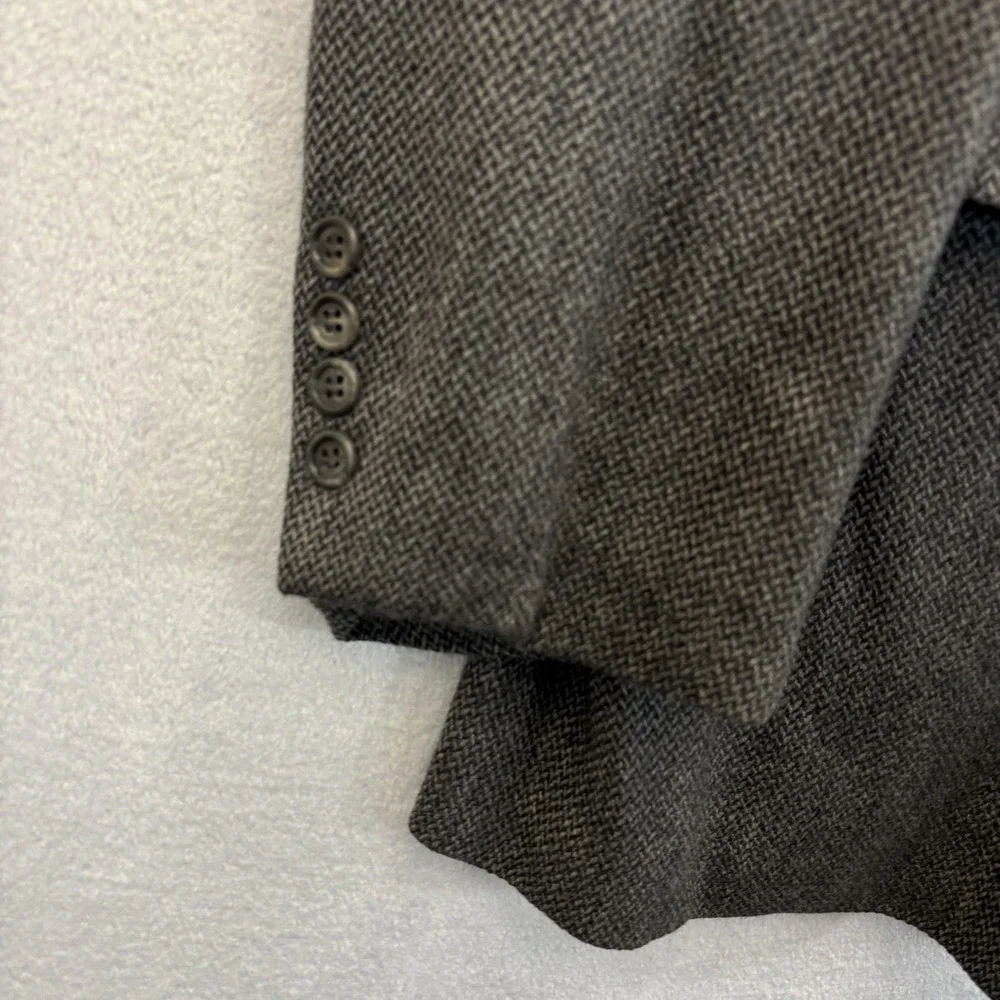 Umberto Rossi 100%‎ Lambswool Herringbone Blazer Mens 46L Gray Sport Coat Jacket